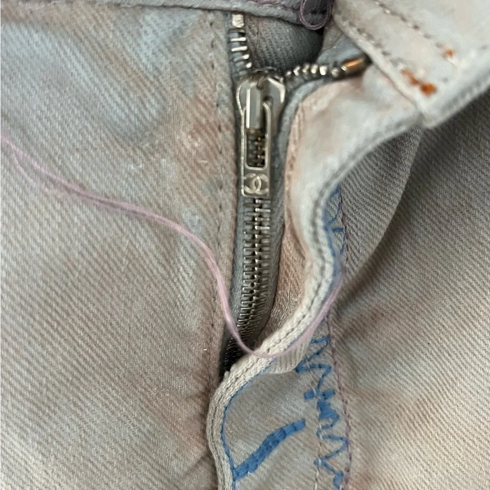 CHANEL Multicolor Embroidered Denim Jeans, Size 44 (Women) P40487V29445